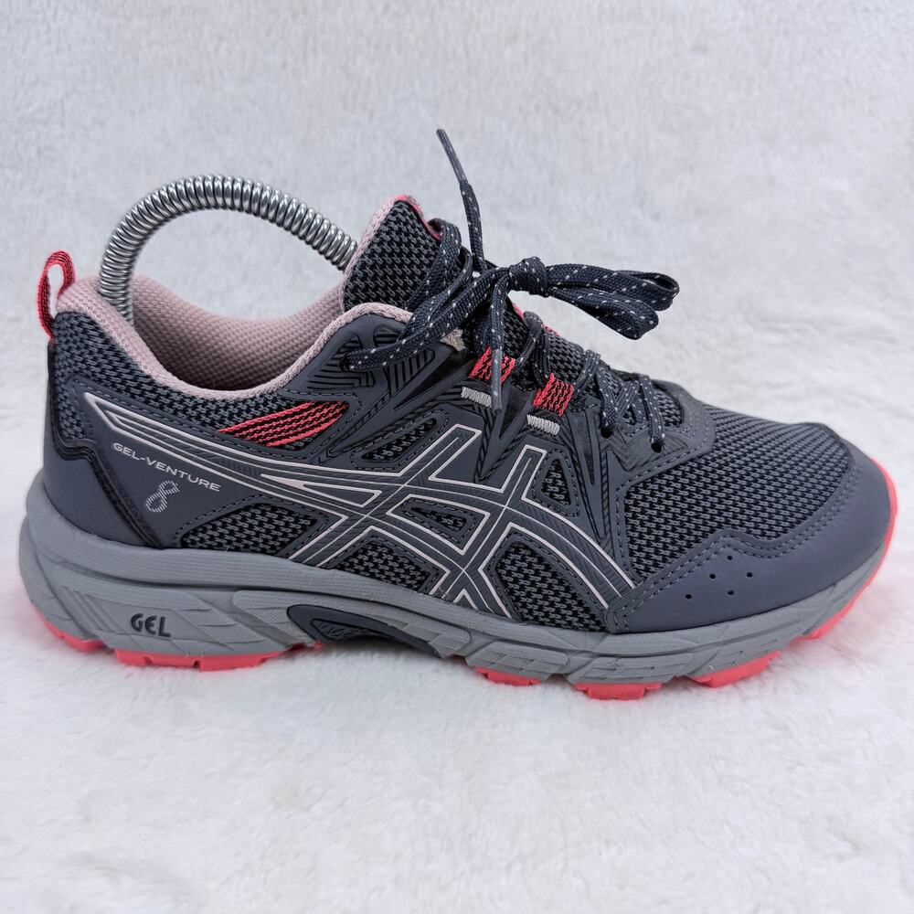 ASICS Gel-Venture 8 Womens Trail Running Shoes Grey Peach Size 7.5 Wide Sneakers